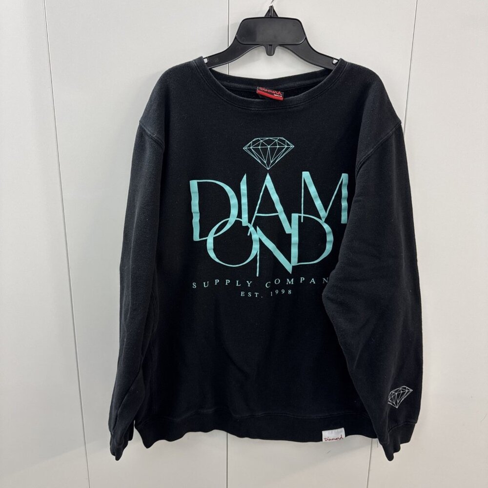 Diamond‎ Supply Co. Black & Turquoise Spellout Crewneck Adult Size XL EUC